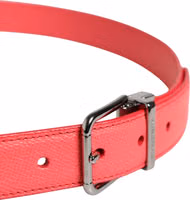 Pink Calf Leather Silver Metal Buckle Belt 3