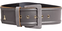 Gray Genuine Leather Square Silver Metal Buckle Belt 2