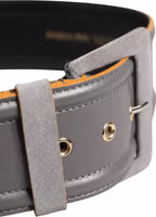 Gray Genuine Leather Square Silver Metal Buckle Belt 3