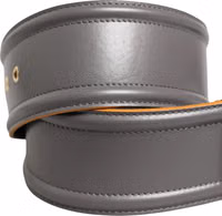 Gray Genuine Leather Square Silver Metal Buckle Belt 4