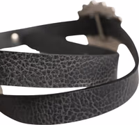 Black Turquoise Leather Embellished Oval Buckle Belt 3
