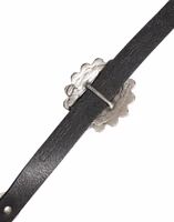 Black Turquoise Leather Embellished Oval Buckle Belt 4