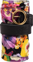 Multicolor Floral Wide Waist Gold Metal Buckle Cintura Belt 1