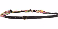 Multicolor Floral Wide Waist Gold Metal Buckle Cintura Belt 2