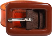 Orange PVC Waist Women Cintura Square Buckle Belt 1