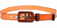Orange PVC Waist Women Cintura Square Buckle Belt 2
