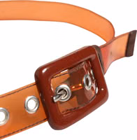 Orange PVC Waist Women Cintura Square Buckle Belt 3