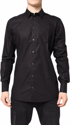 Black GOLD Cotton Collared Formal Dress Shirt