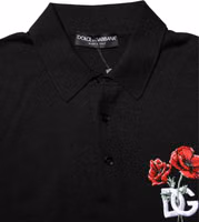 Black Wool Logo Floral Short Sleeve T-shirt 4