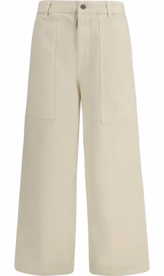 Beige Cotton Casual Pants