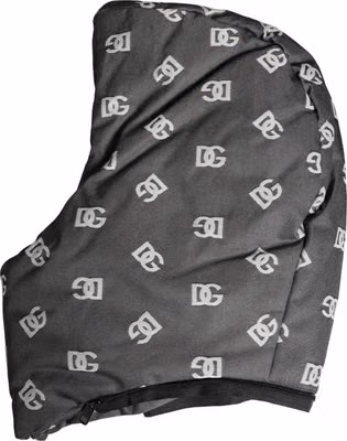 Black Logo Print Whole Head Wrap Capello Hat
