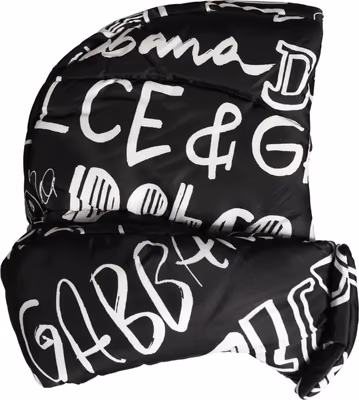 Black Logo Print Whole Head Wrap Capello Hat