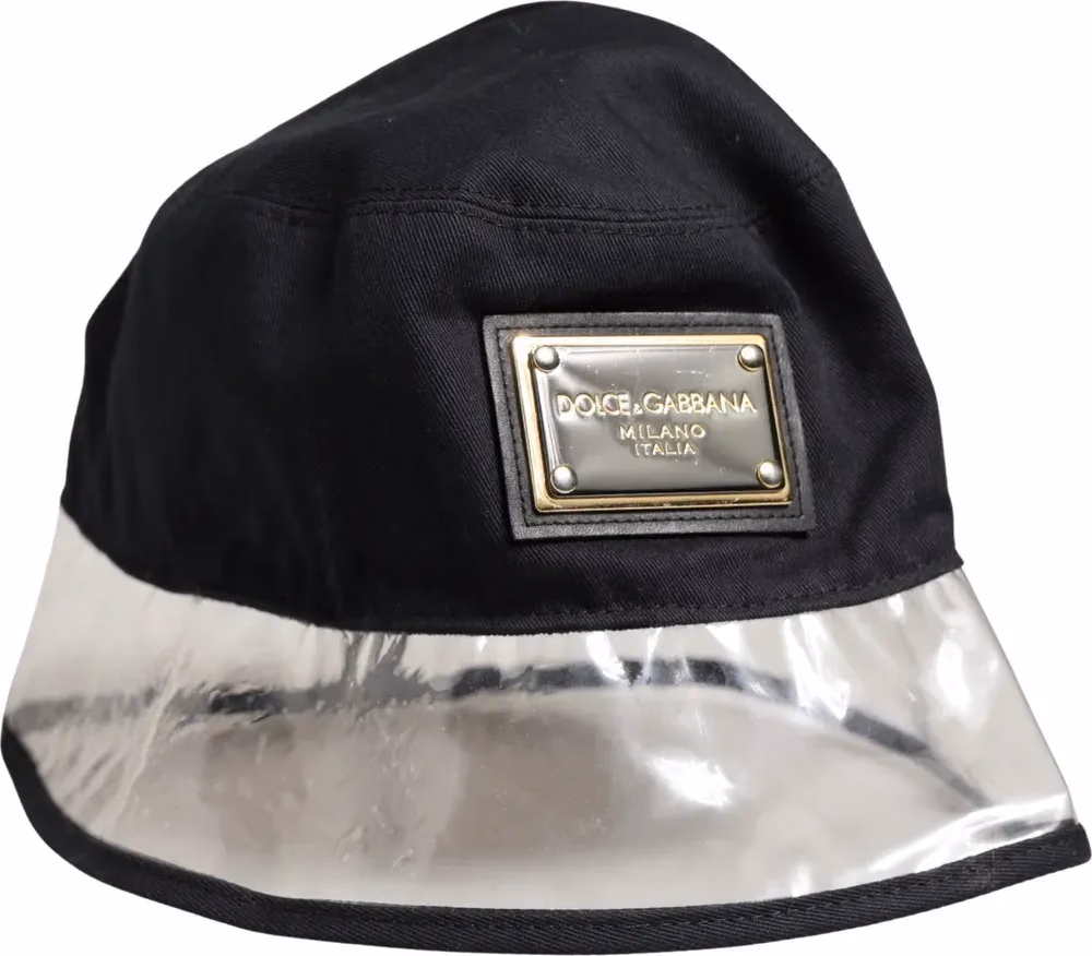 Black Cotton Plastic Fisherman Bucket Capello Hat