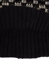 Black Wool Crystal Embellished Balaclava Hat 3