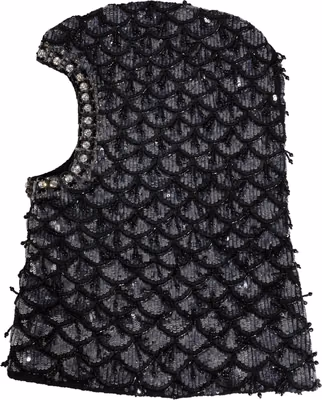 Black Wool Crystal Embellished Balaclava Hat