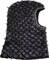 Black Wool Crystal Embellished Balaclava Hat 2