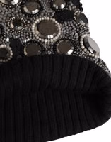 Black Wool Crystal Embellished Balaclava Hat 2