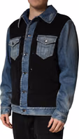 Black Blue Cotton Denim Blouson Men  Jacket 2