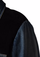 Black Blue Cotton Denim Blouson Men  Jacket 5