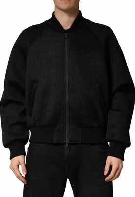 Men Black Nylon Full Zip Bomber Jacket