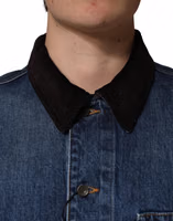 Black Blue Cotton Denim Blouson Men Jacket 4