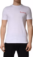 White Logo Embroidery Cotton Men Crew Neck T-shirt 1