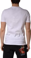 White Logo Embroidery Cotton Men Crew Neck T-shirt 3