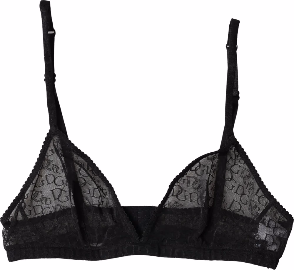 Black Logo Mania Sheer Soft Cup Bra Underwear