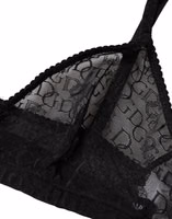 Black Logo Mania Sheer Soft Cup Bra Underwear 2