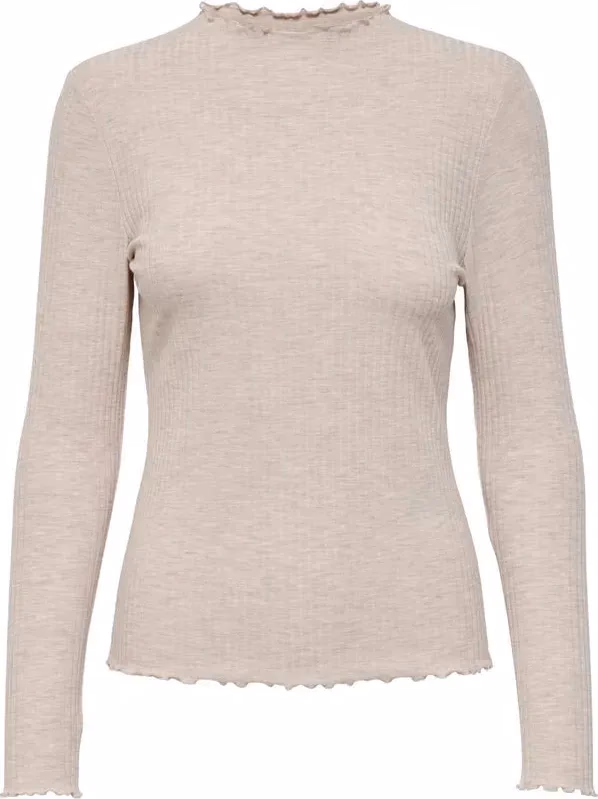 Beige Polyester Turtleneck