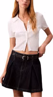 Blue Cotton Mini Skirt 1
