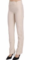 White High Waist Silk Blend Flared Dress Trousers Pants 1