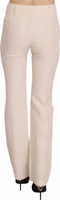 White High Waist Silk Blend Flared Dress Trousers Pants 2