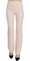 White High Waist Silk Blend Flared Dress Trousers Pants 3