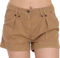 Brown Mid Waist 100% Cotton Mini Shorts 4