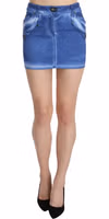 Blue Cotton Stretch Casual Mini Skirt 3