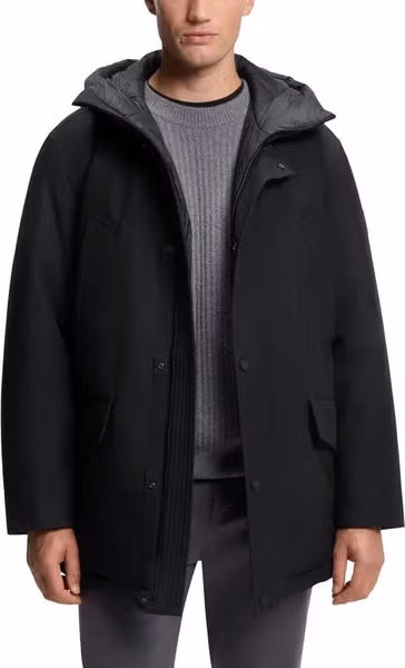 Black Polyester Full-Length Jacket