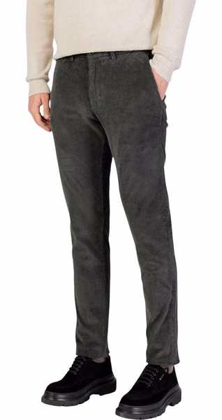 Green Cotton Casual Pants