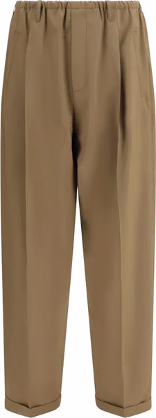 Beige Polyester Casual Pants