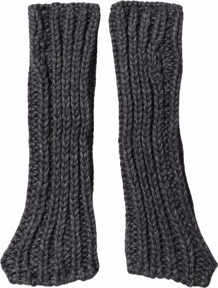 Gray Acrylic Knitted Fingerless Arm Warmer Gloves