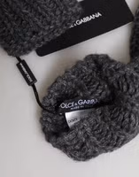 Gray Acrylic Knitted Fingerless Arm Warmer Gloves 4