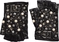 Black Pearl Embellished Wrist Length Gloves 1