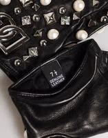 Black Pearl Embellished Wrist Length Gloves 4