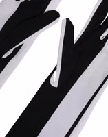 Black White Stripes Nylon Elbow Length Women Gloves 2