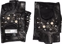 Black Embellished Wrist Length Mitten Women Gloves 1