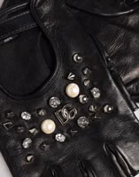 Black Embellished Wrist Length Mitten Women Gloves 3