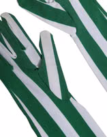 Green White Stripes Nylon Elbow Length Women Gloves 3