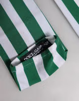 Green White Stripes Nylon Elbow Length Women Gloves 4