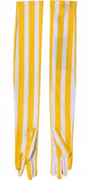 Yellow White Stripes Nylon Elbow Length Women Gloves 2