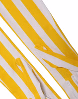 Yellow White Stripes Nylon Elbow Length Women Gloves 3
